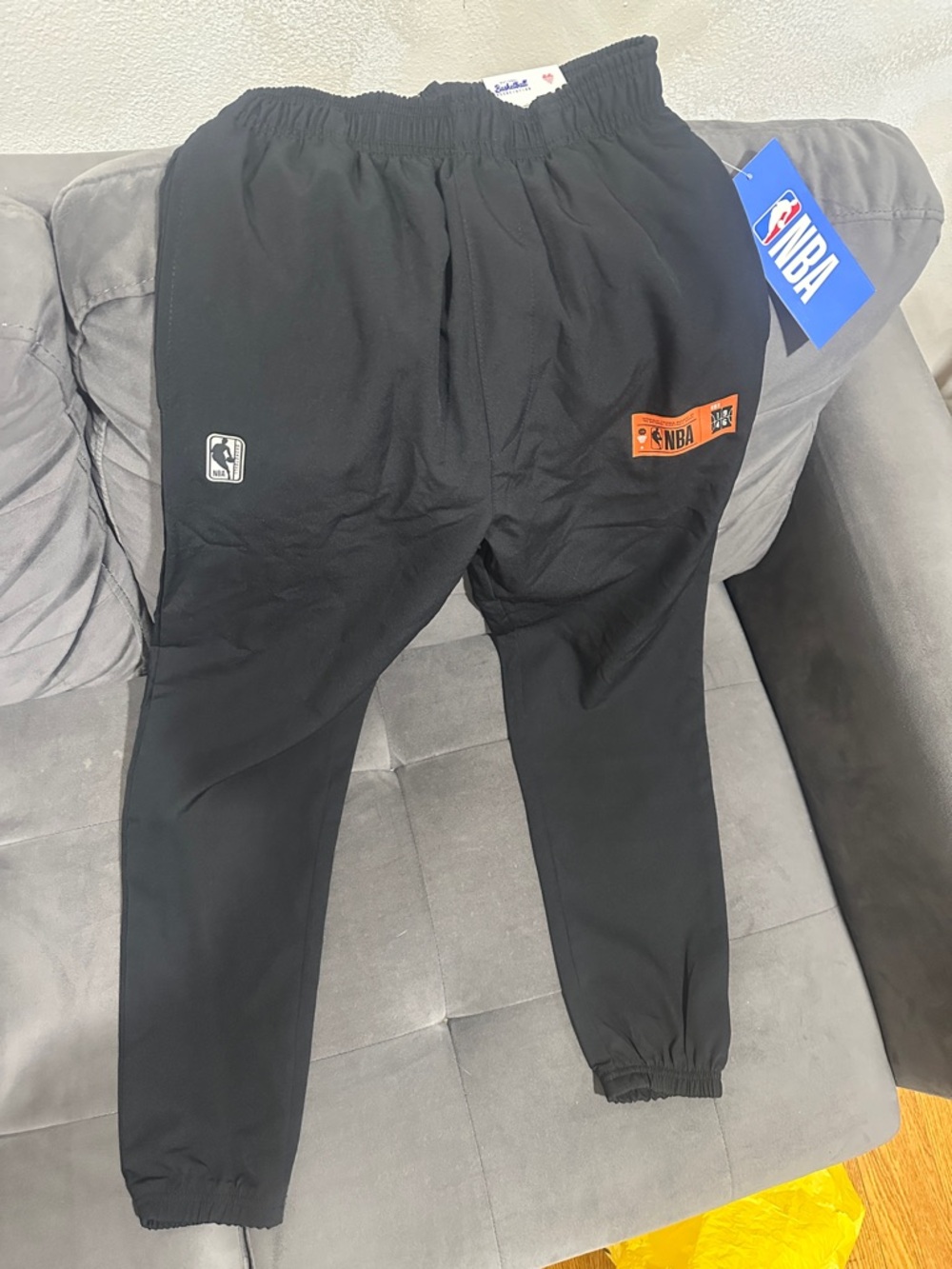NBA Kids Black Jogger Sweatpants with Orange Logo Patch